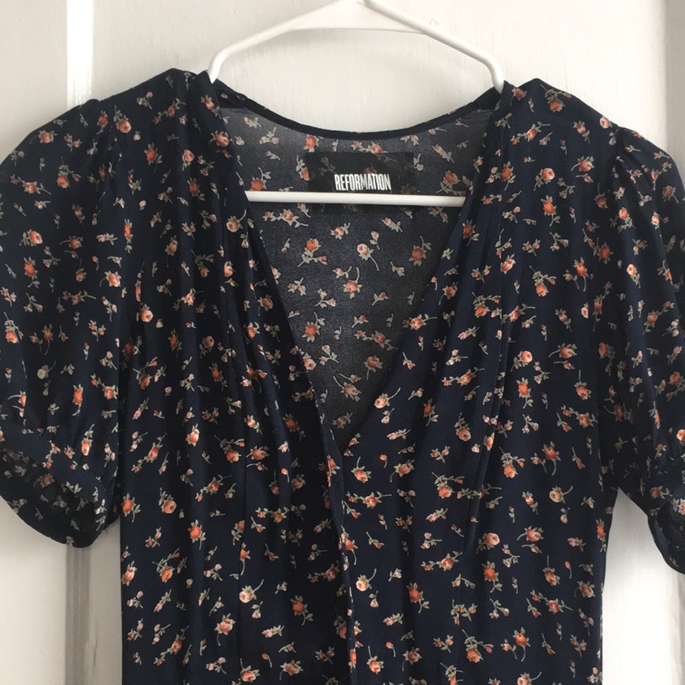 Reformation Floral Maxi Button Down Dress